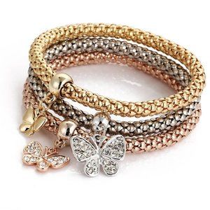 Three-color set stretch stone butterfly bracelet